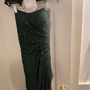 Prom dress - long, dark green sequence